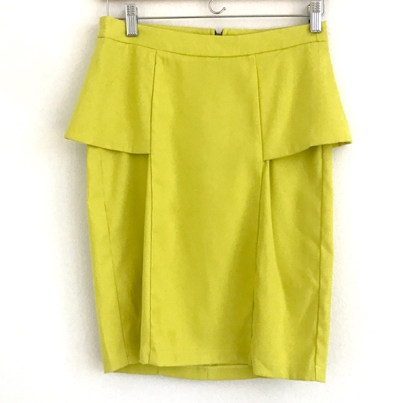 Gibson Latimer yellow green chartreuse peplum pencil skirt - Picture 1 of 4